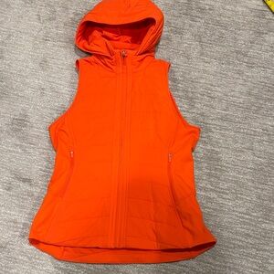 Lululemon size 10 orange sleeveless vest with removable hood